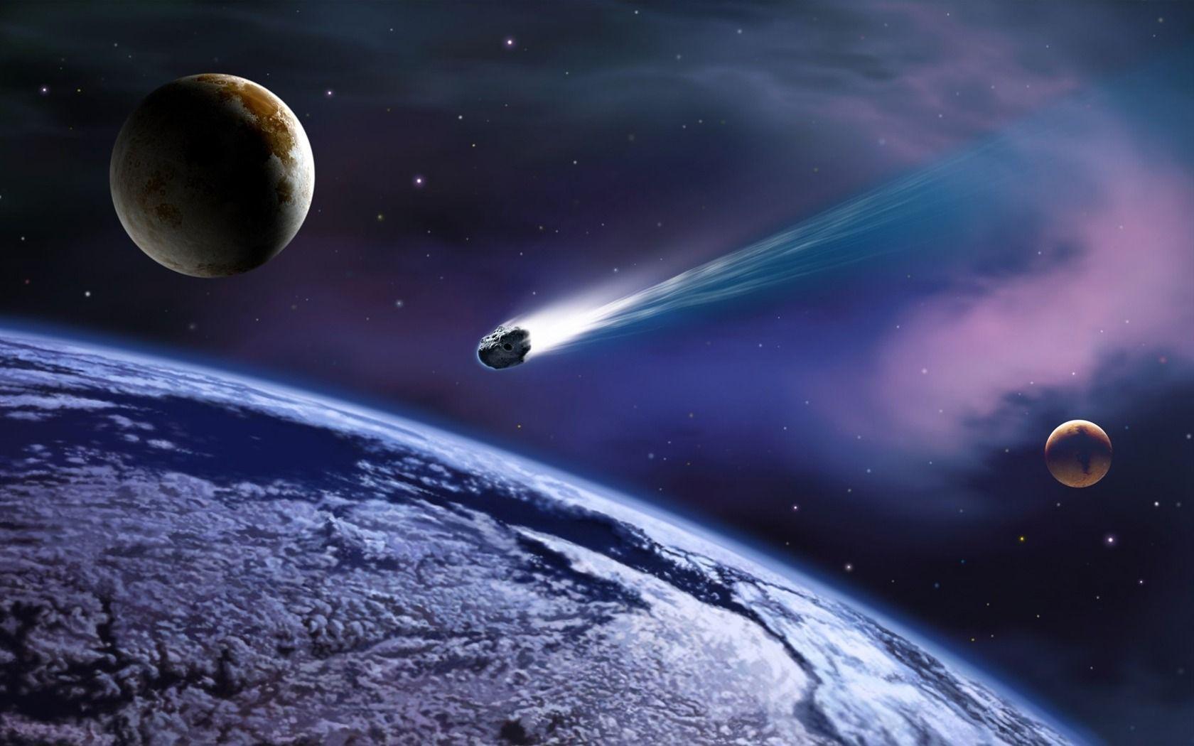 Space Art An Asteroid Approaching The Earth wallpaper