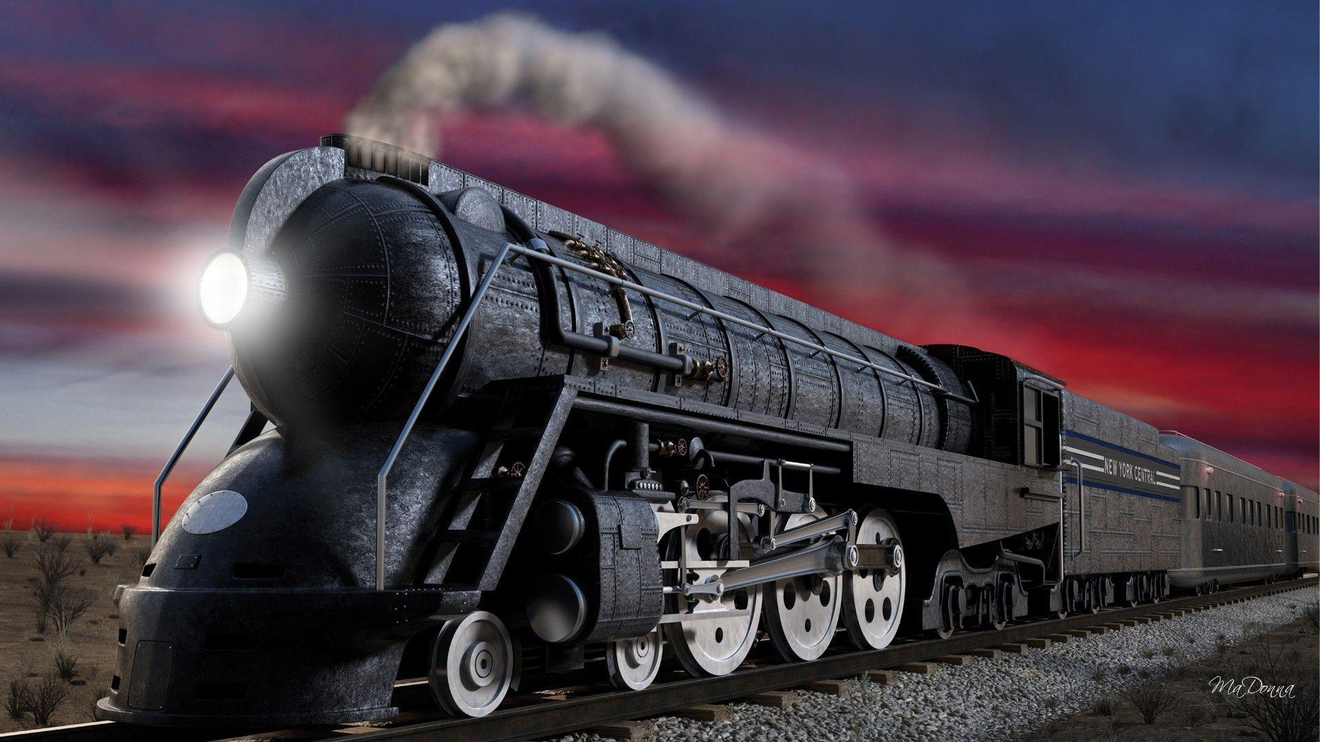 A Steam Train With Colours Enhanced Into Mostly Monochrome But