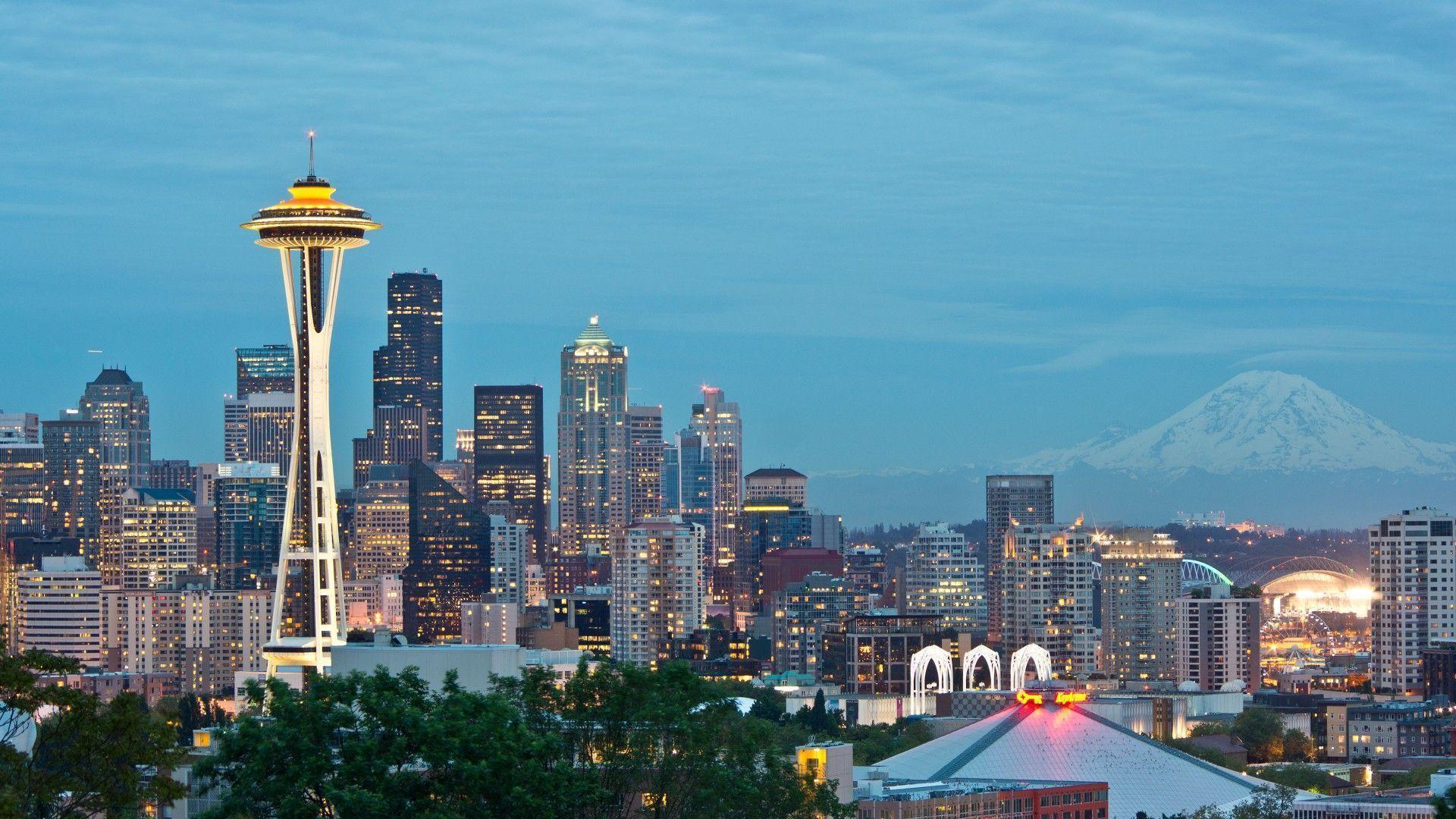 Night, Seattle Skyline Wallpaper 1920x1080