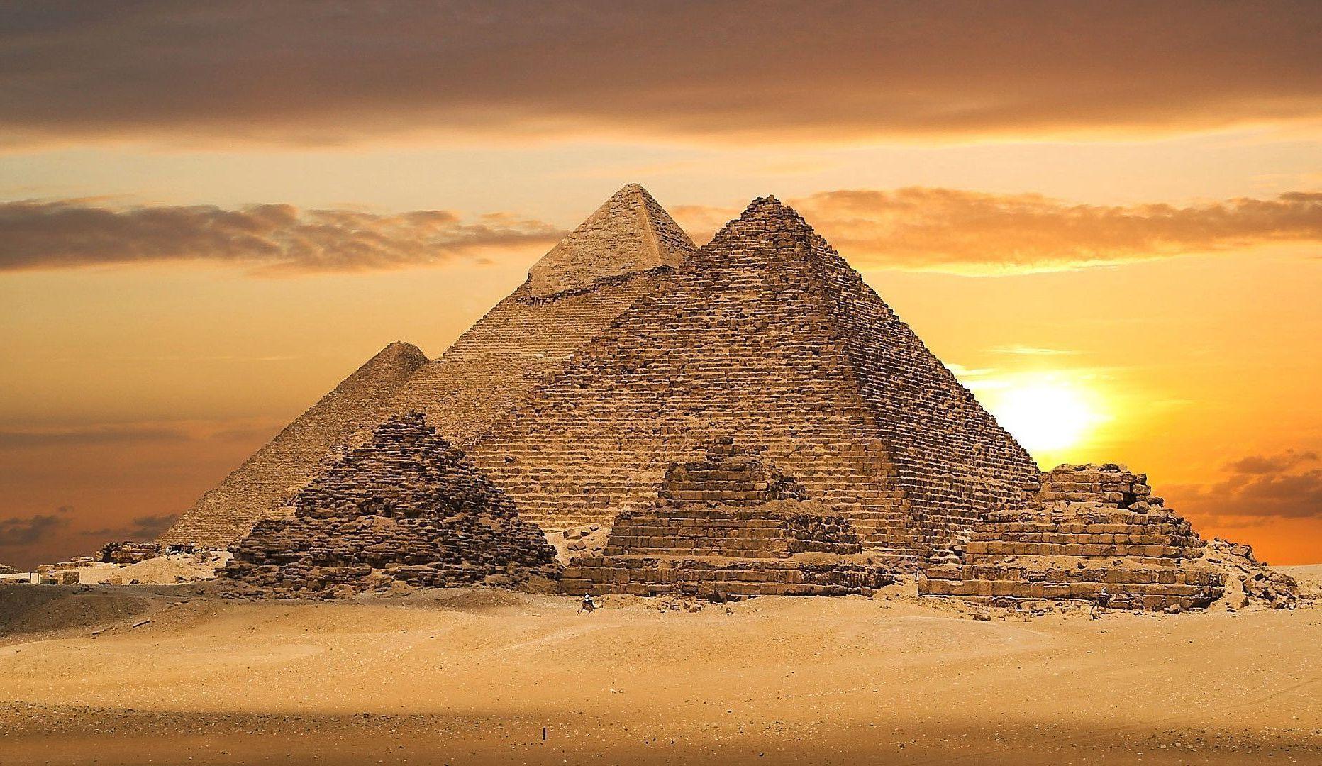 The Pyramids of Giza in Egypt at Sunset Wallpaper and