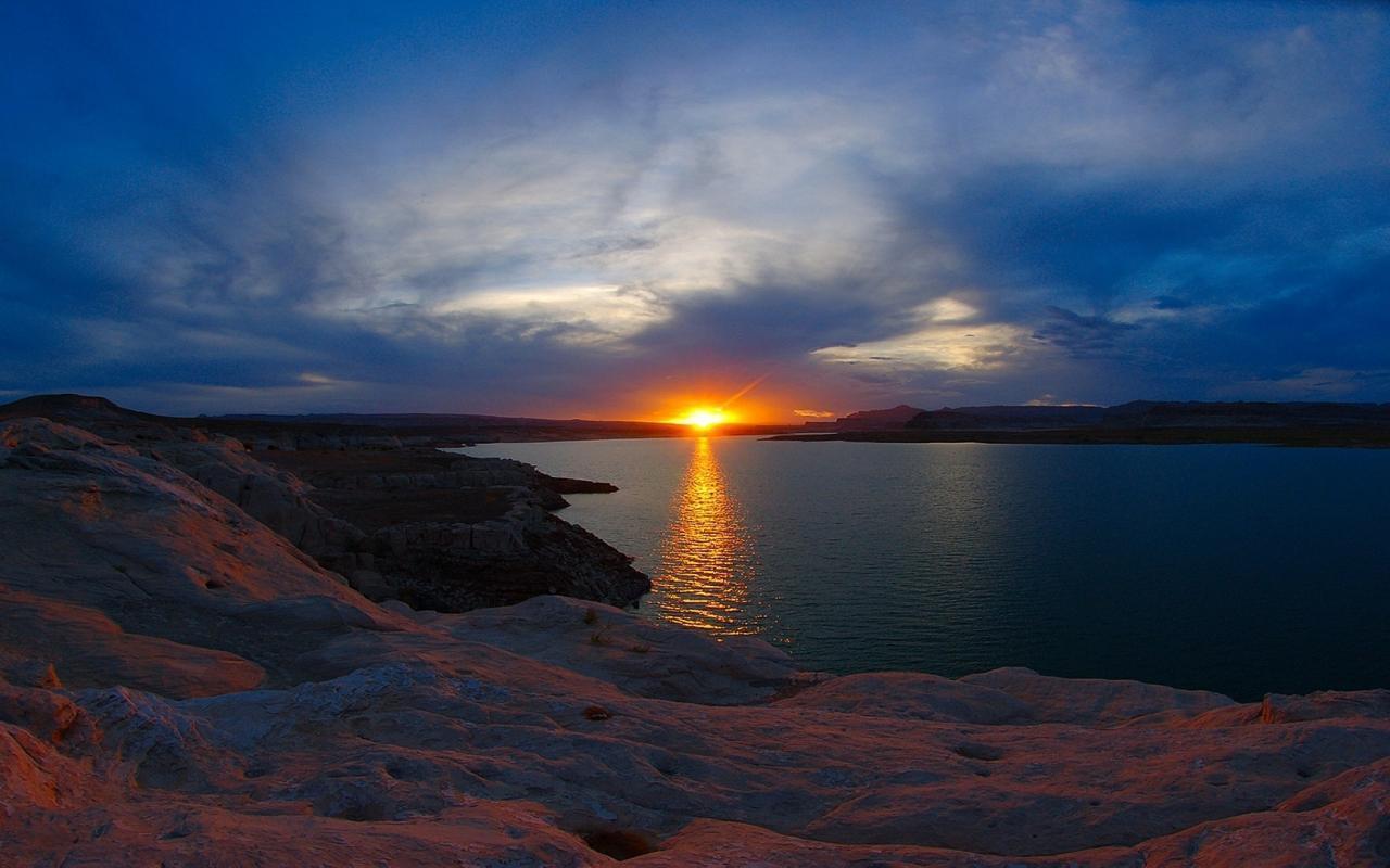 lake powell sunset HD scene walllpaper 1280x800 widescreen HD
