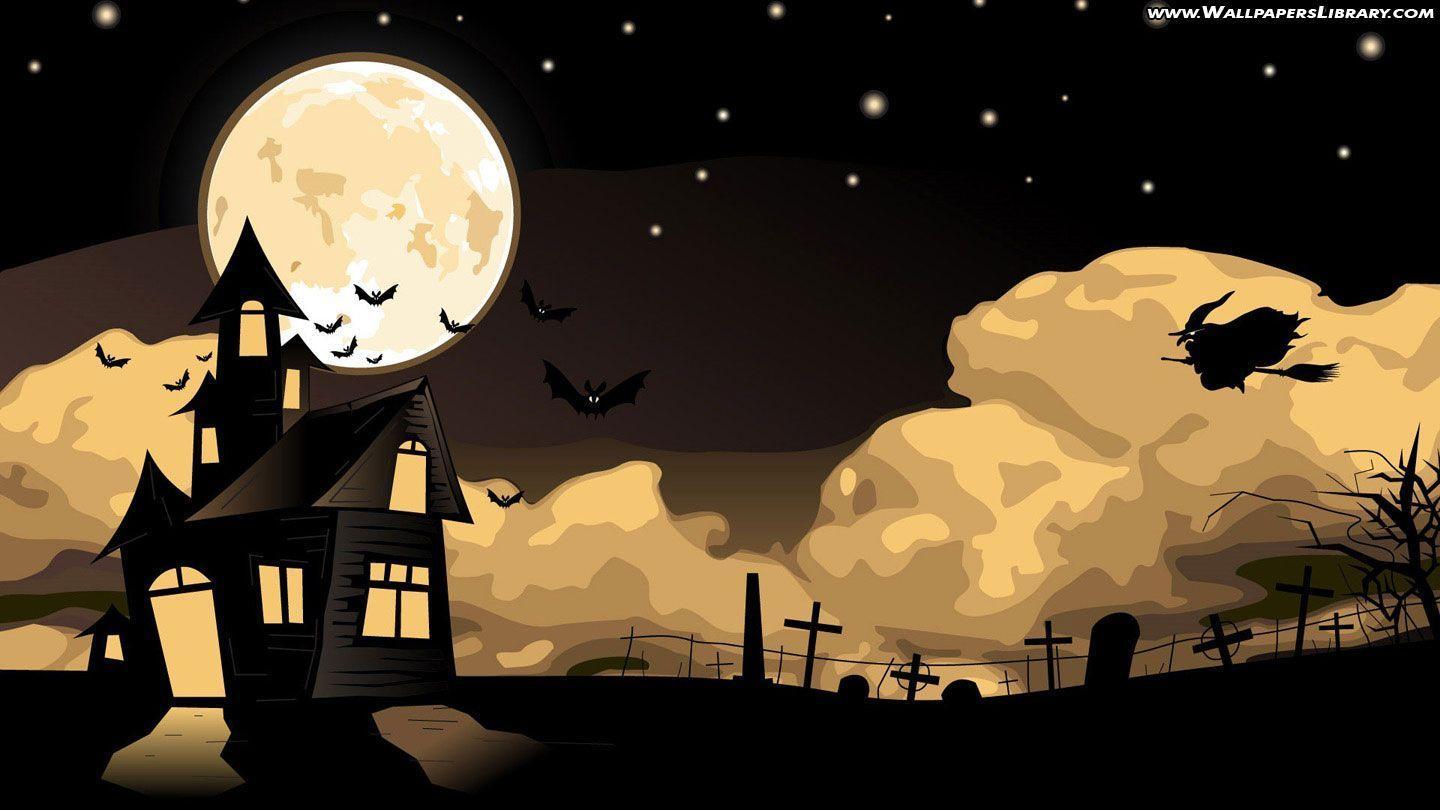 halloween spooky house wallpaper / halloween background