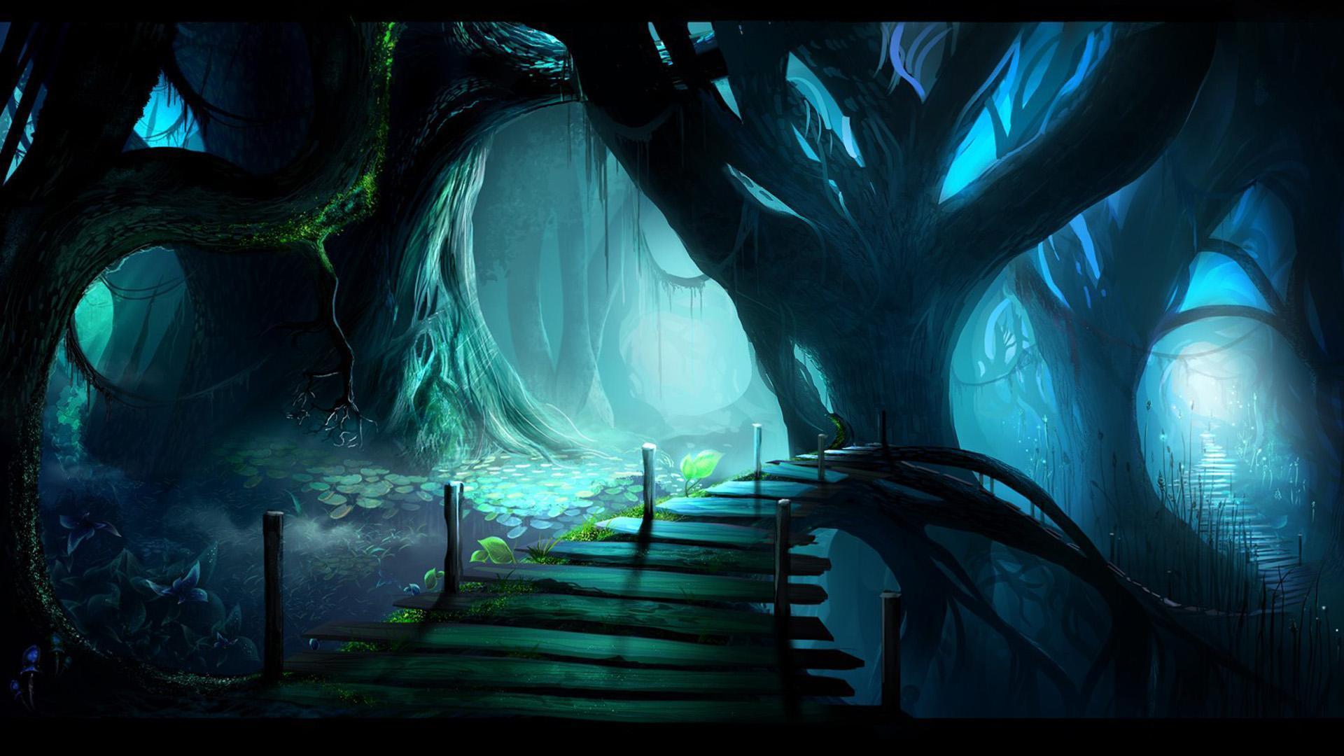 The night forest scenery Desktop background image 1920x1080 1080p