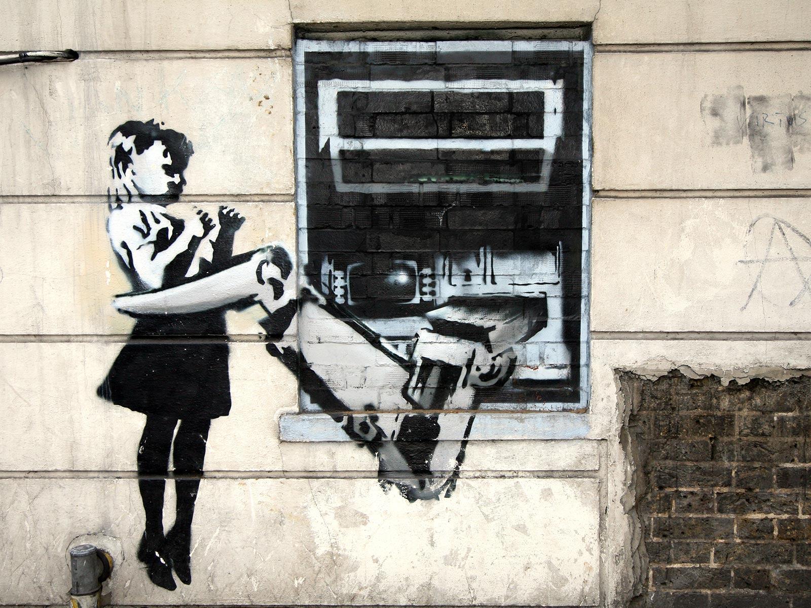 Cash Machine Girl Banksy Wallpaper
