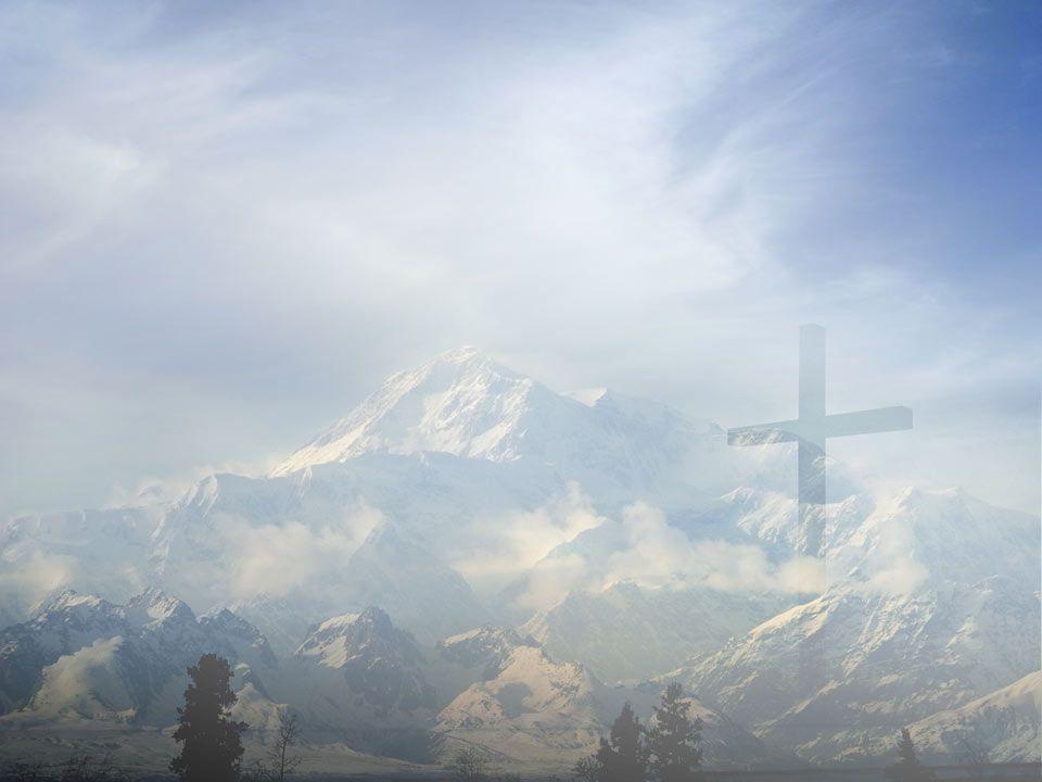 Cross With Mountains Faded Backgrounds for Powerpoint Templates