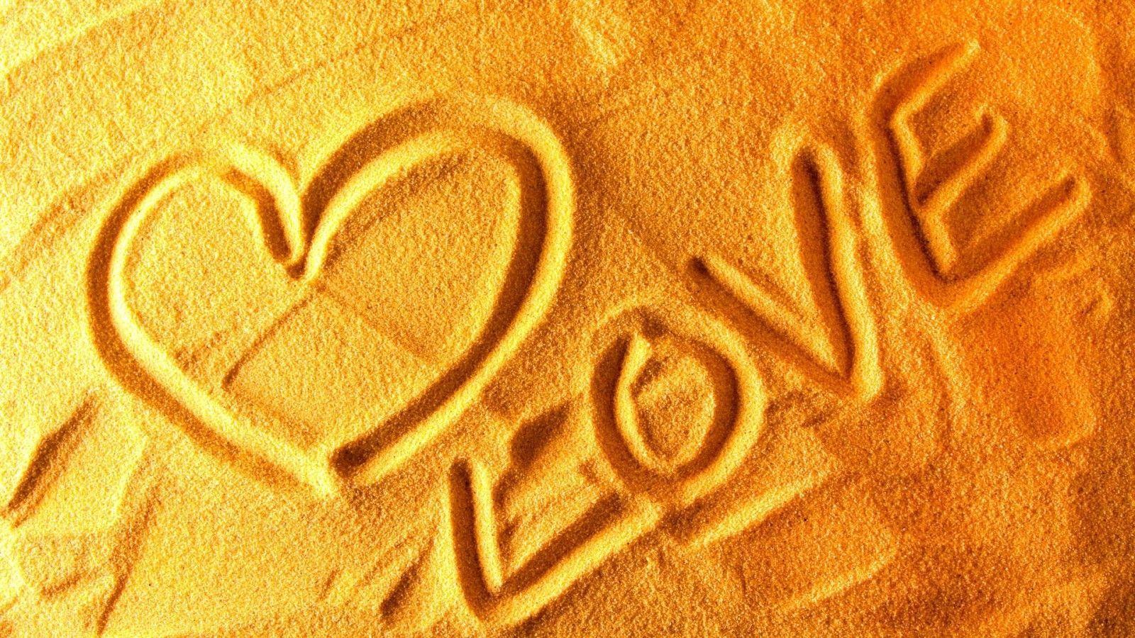 Love Word in Sand widescreen wallpaper. Wide