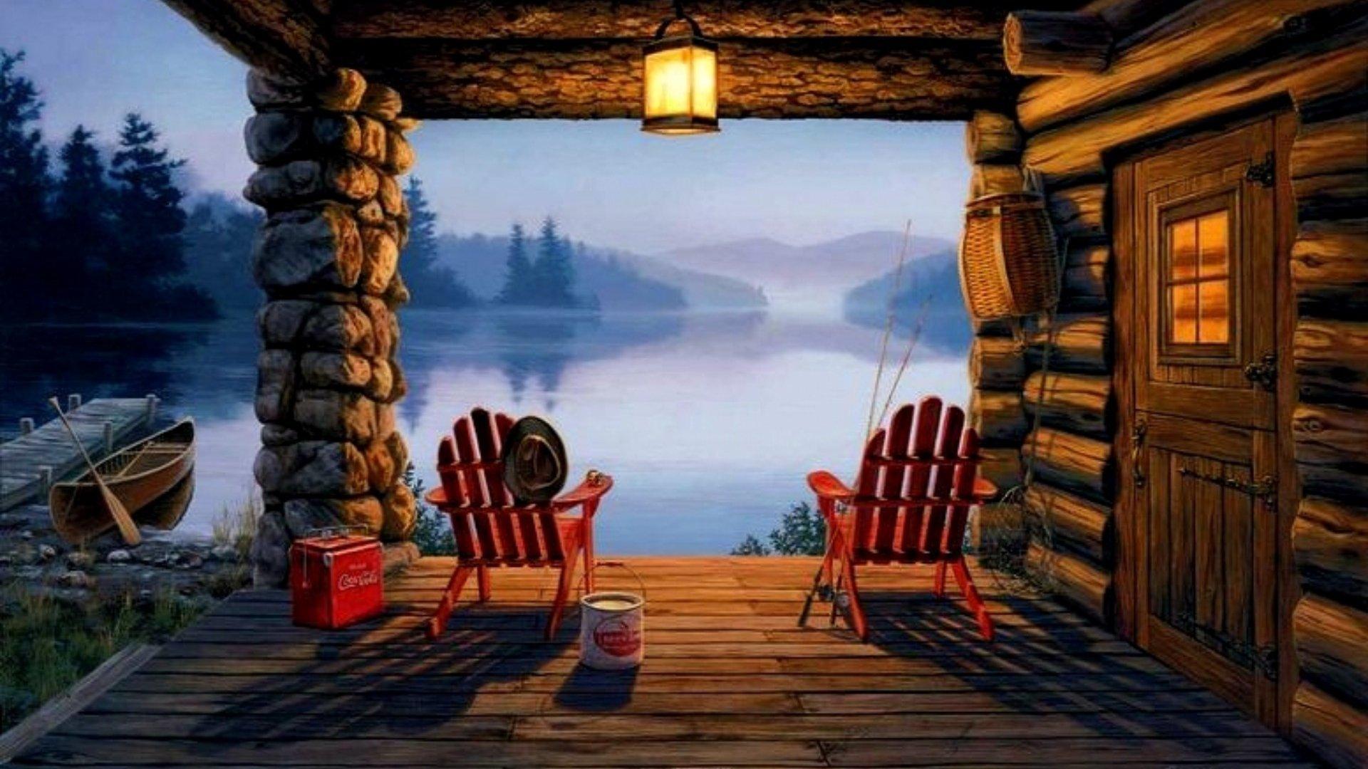 log cabin desktop background