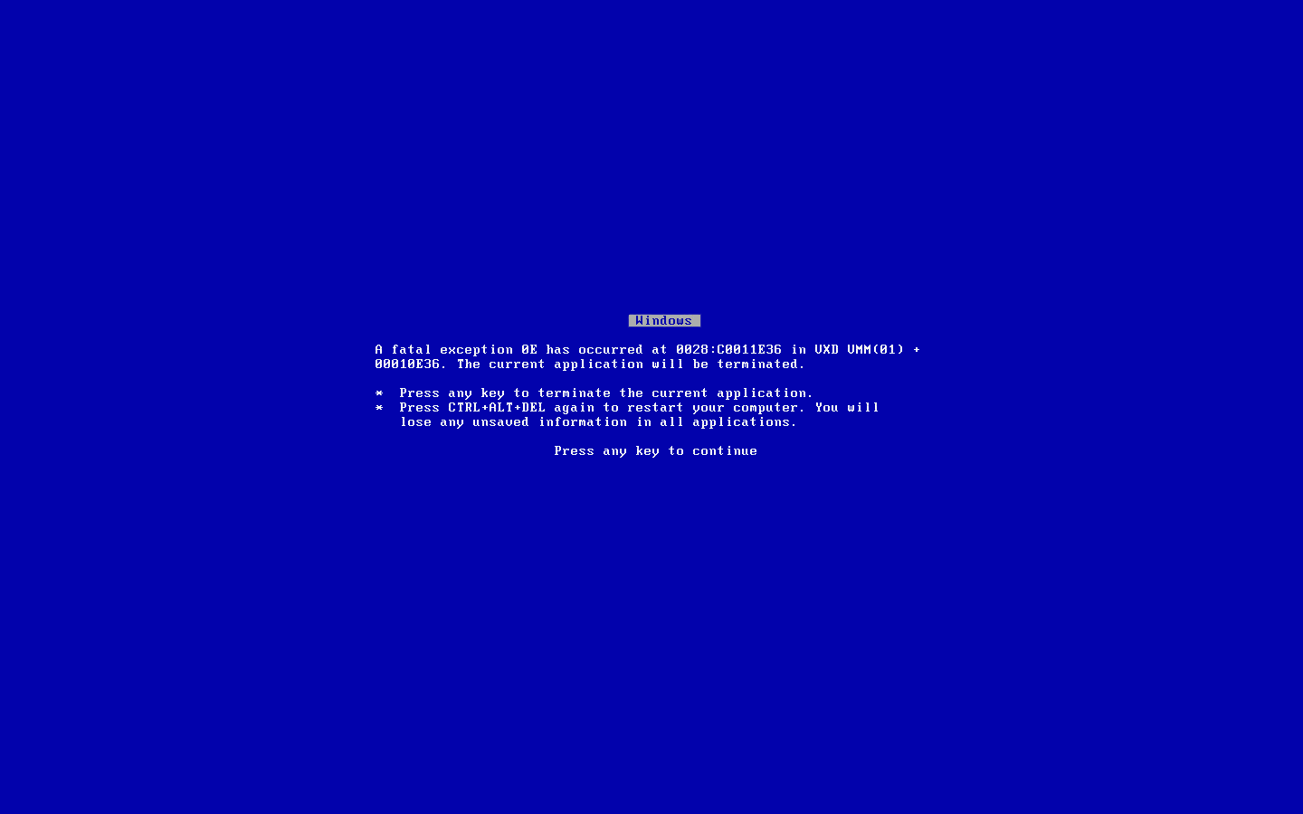 blue screen of death screensaver