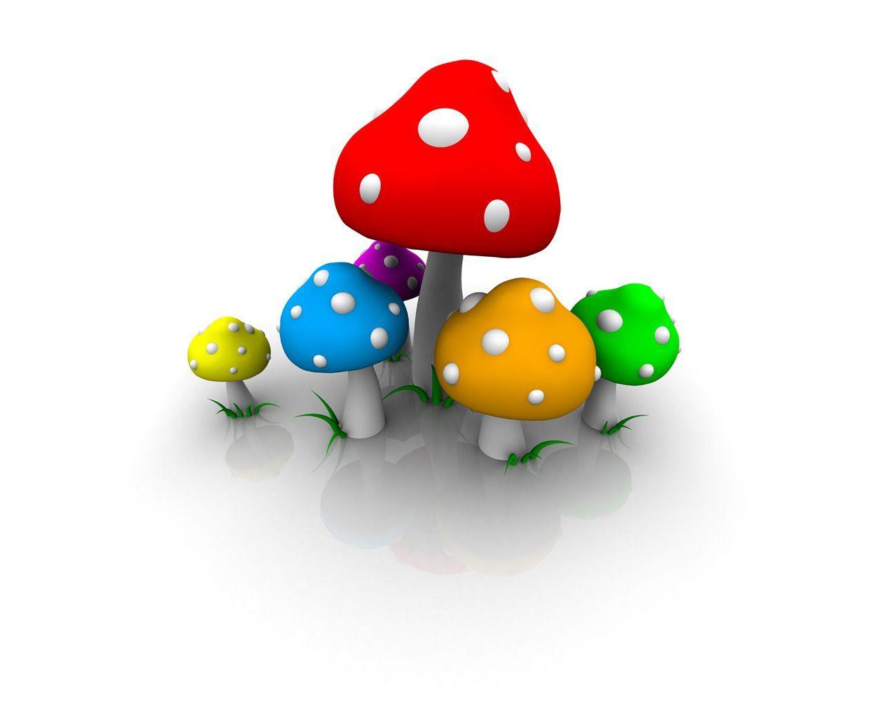 Brite Colors Mushroom Wallpaper
