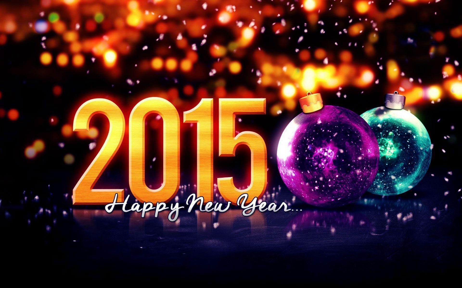 Happy New Year 2015 Bulbs Bokeh Wallpaper Wide or HD. Holidays