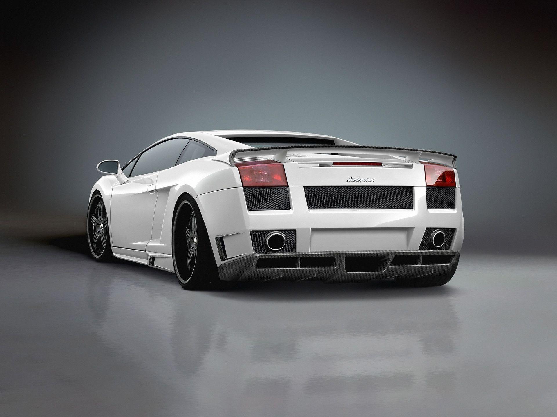 White Lamborghini Gallardo Rear View desktop wallpaper