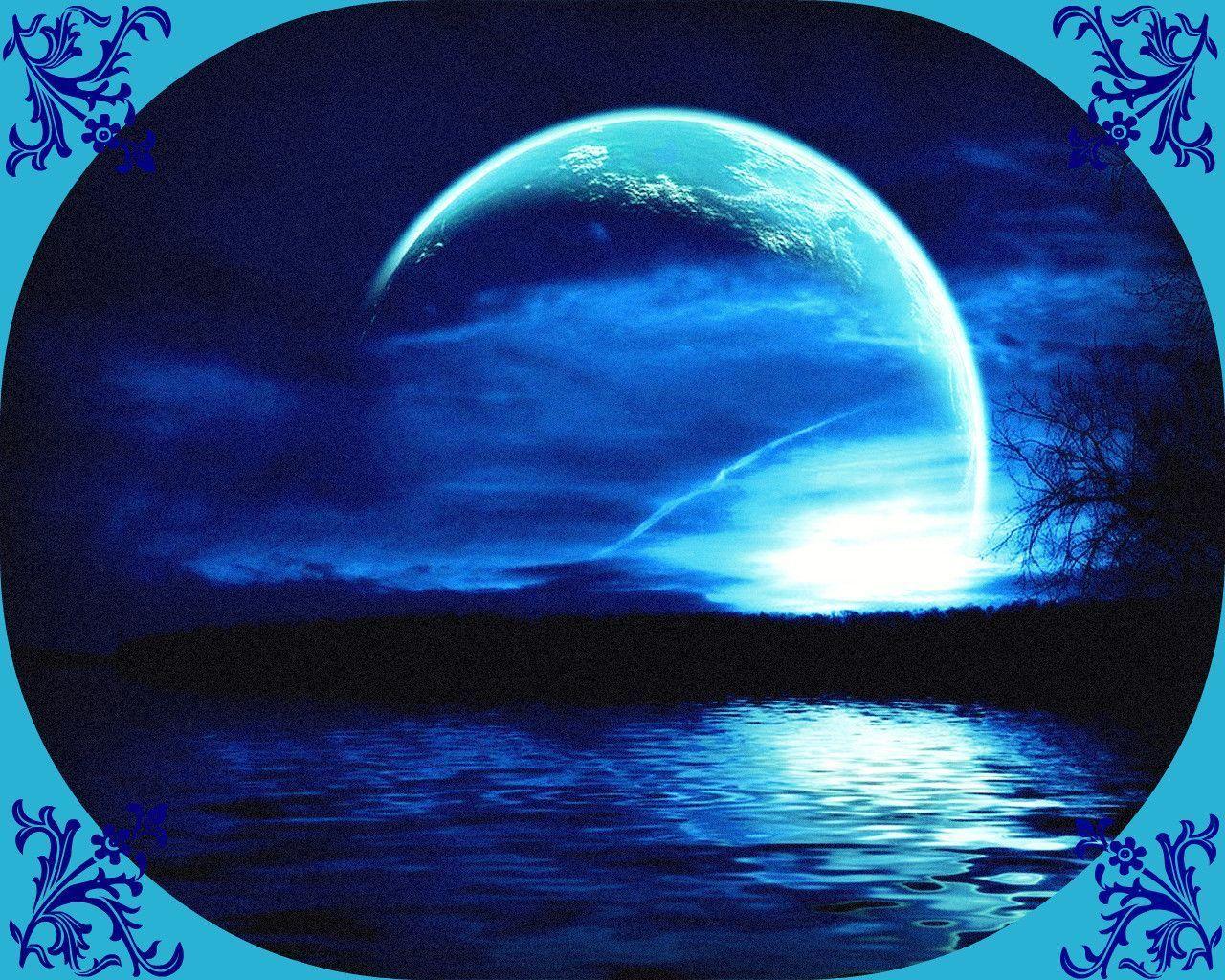 Blue abstract lake wallpaper