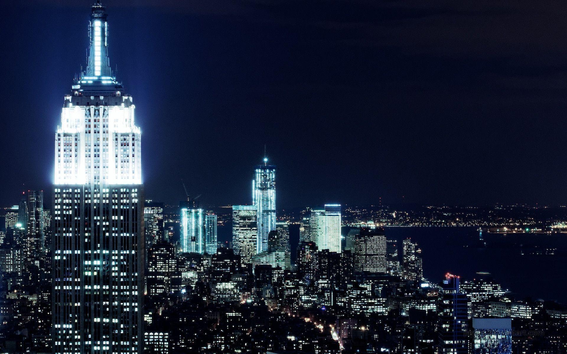New York City At Night Desktop Background Wallpaper HD