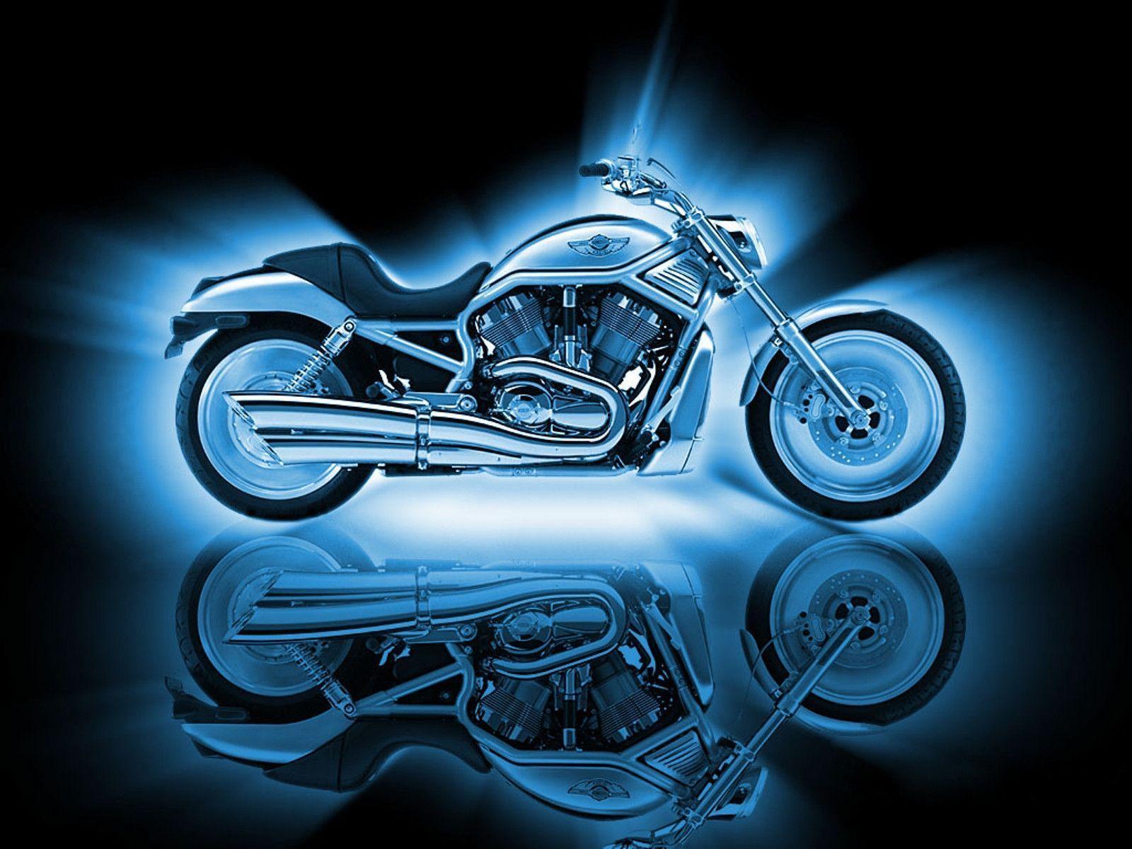 Harley Davidson Background Picture 3D Black and Blue Harley
