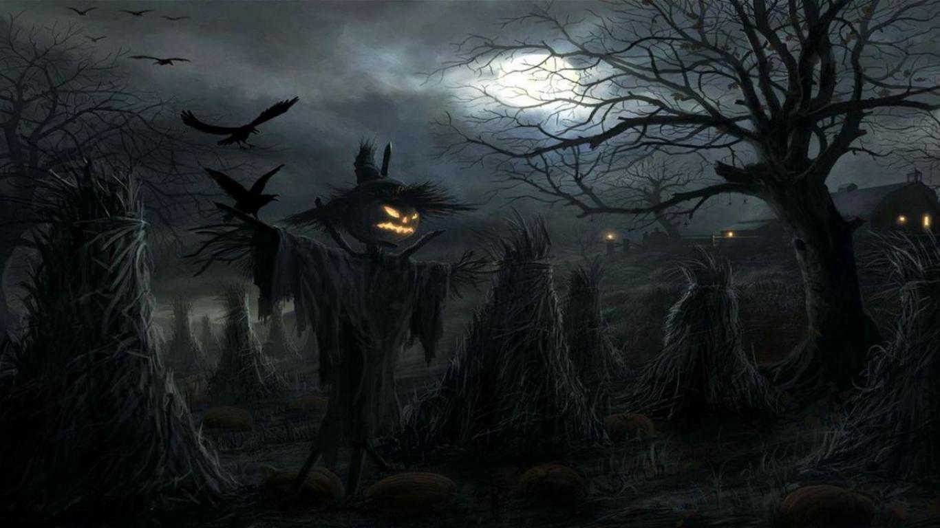 Evil Scarecrow In Dark Wallpaper 1366x768
