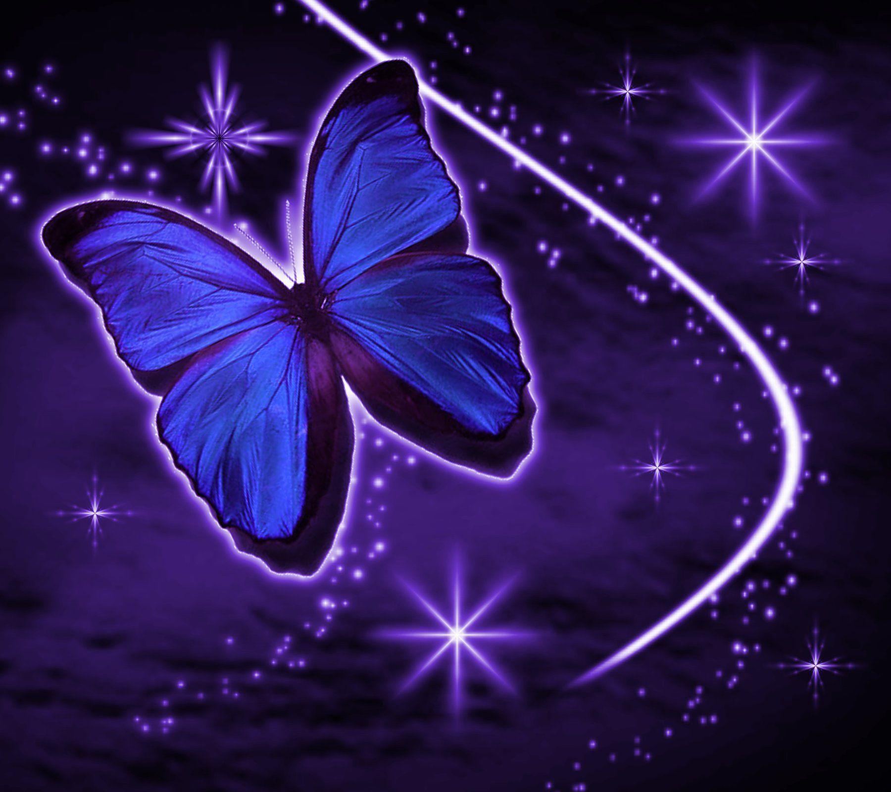 Blue And Purple Butterfly Background Image & Picture