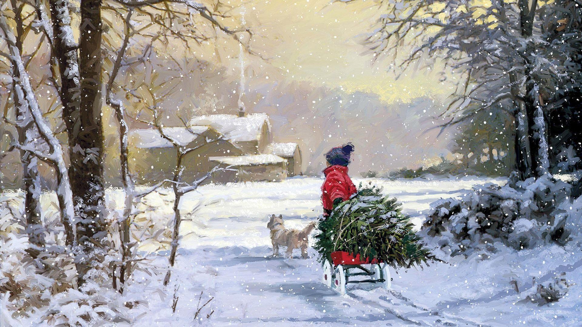 1920x1080 Carrying the Christmas tree desktop PC and Mac wallpapers