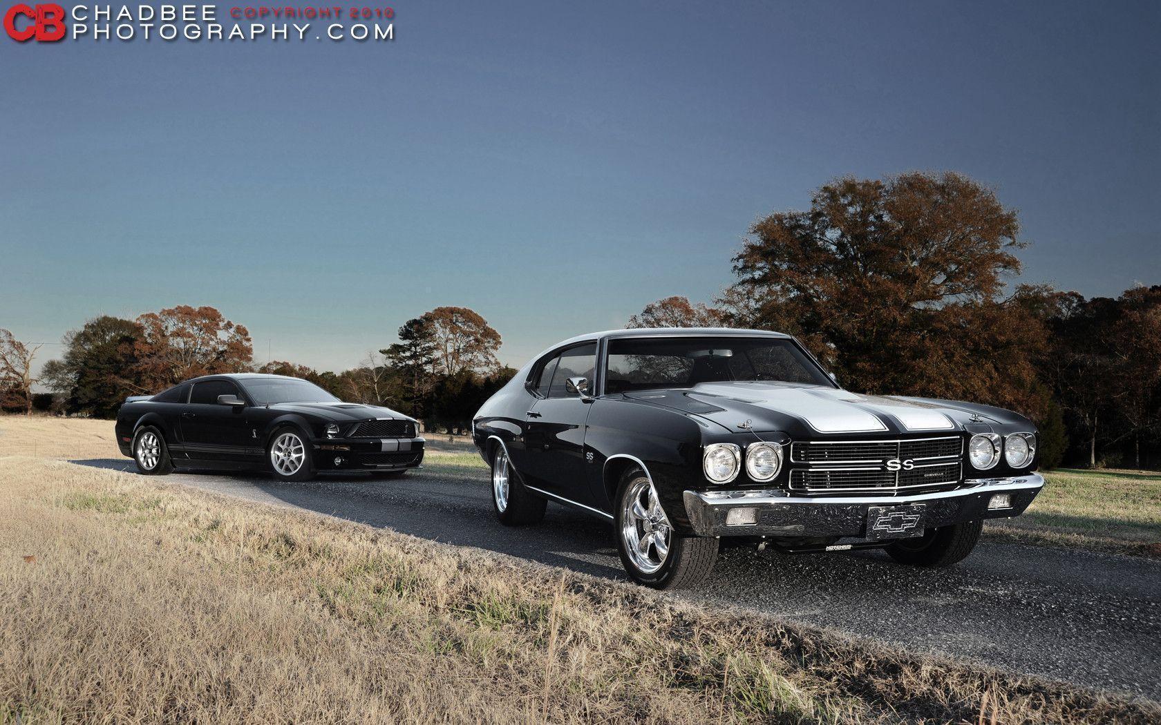 Chevelle SS 454 and Shelby GT500 Cobra desktop wallpaper