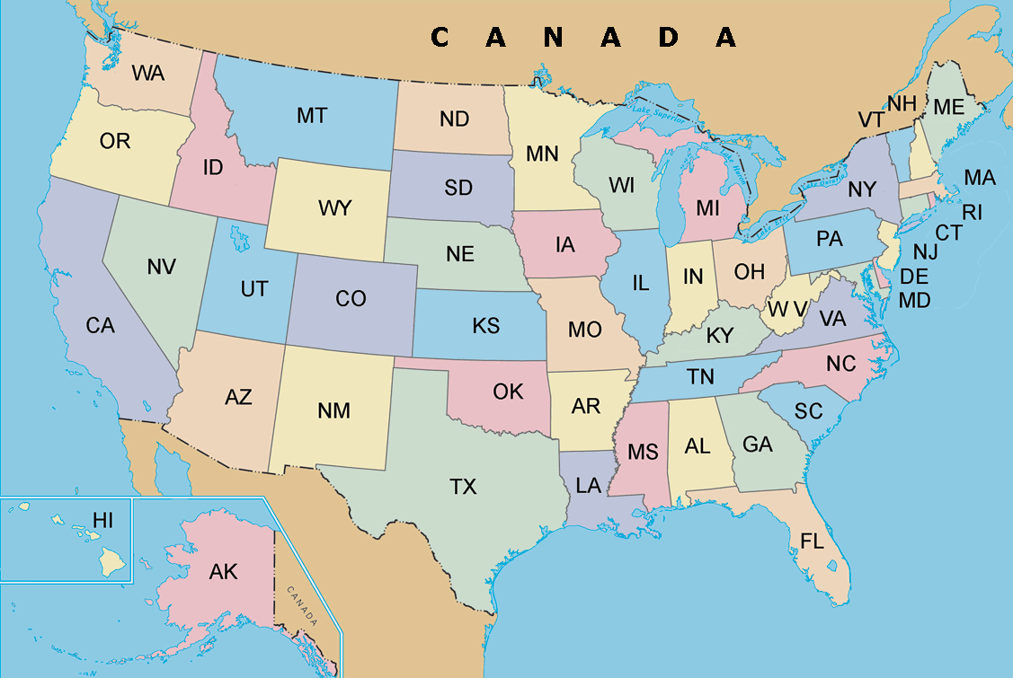 Maps: Usa Map Initials
