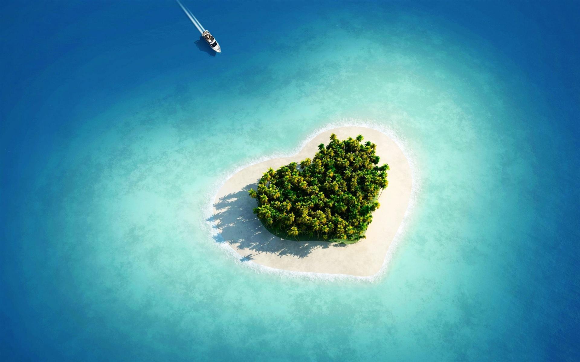Romantic Heart Shaped Island HD Wallpaper Background 1920x1200 HD