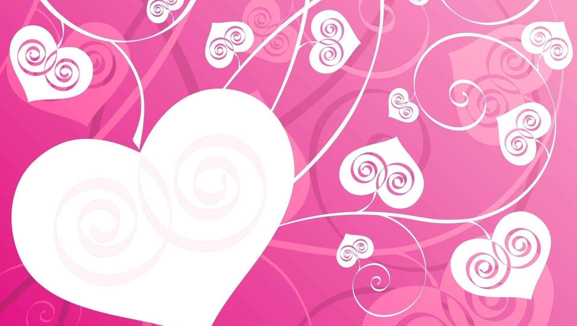 Vetor Design of White Love Hearts on Pink Background Free Stock