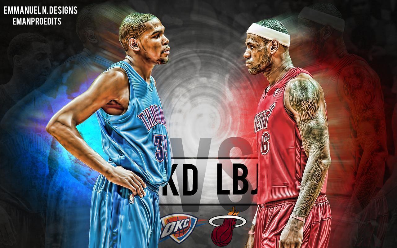 Kevin Durant vs LeBron James NBA Wallpaper