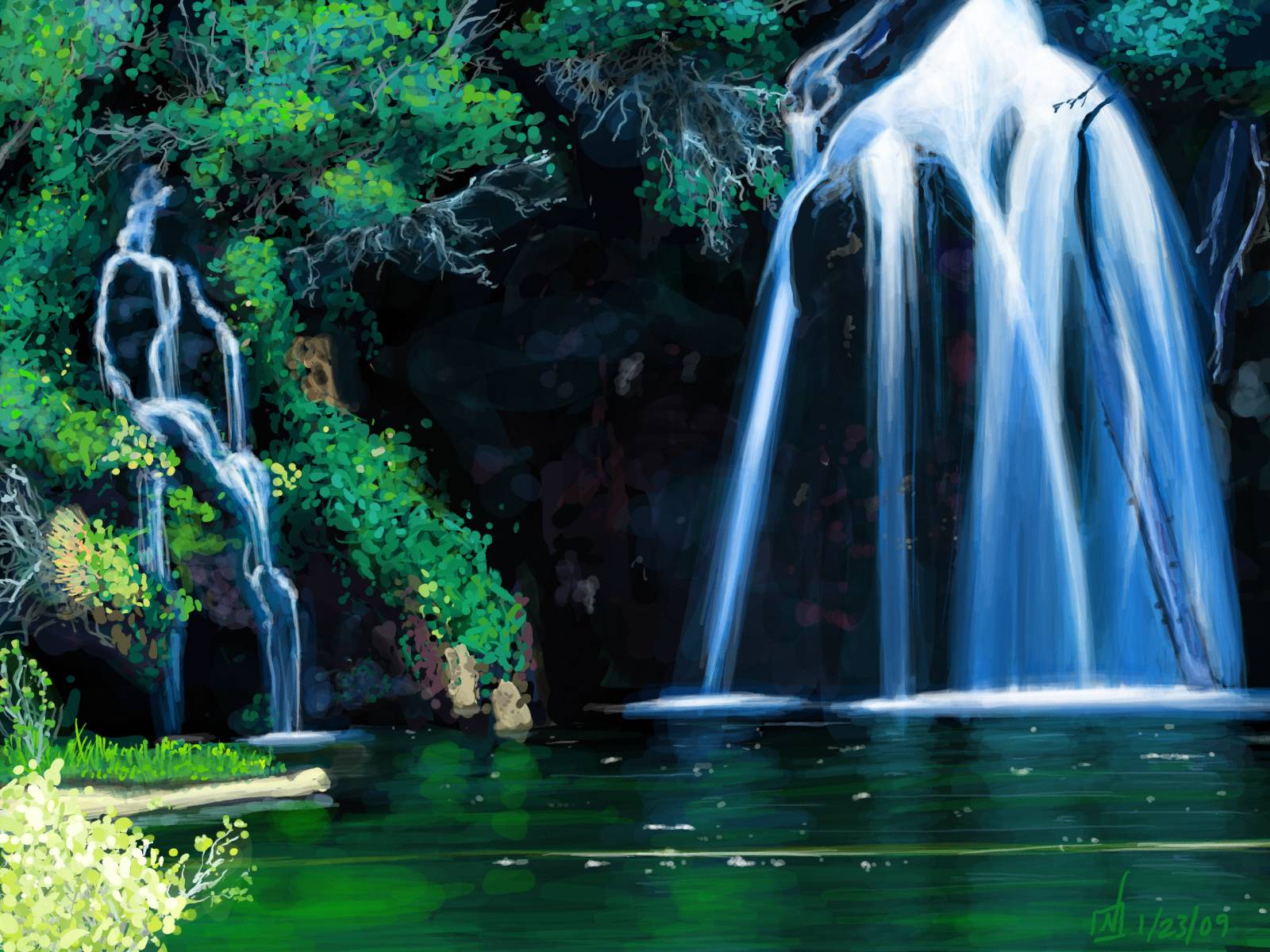 Rainforest Waterfall Full HD Wallpaper