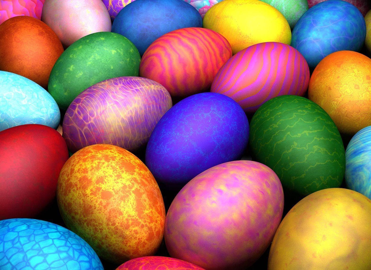 Easter eggs in neon colors HD Wallpaper