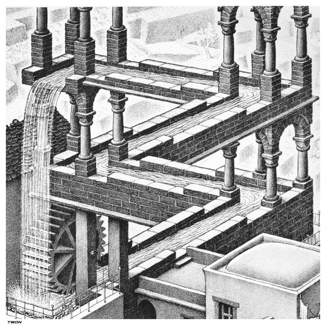 Waterfall Detail Illusion M C Escher Art Wallpaper Picture