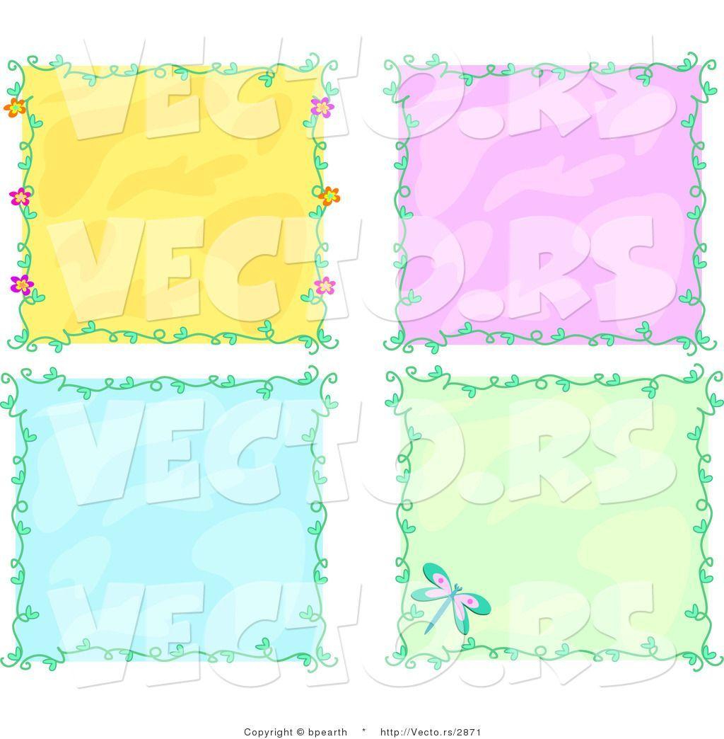 Vector of 4 Unique Colorful Vine Borders with Background