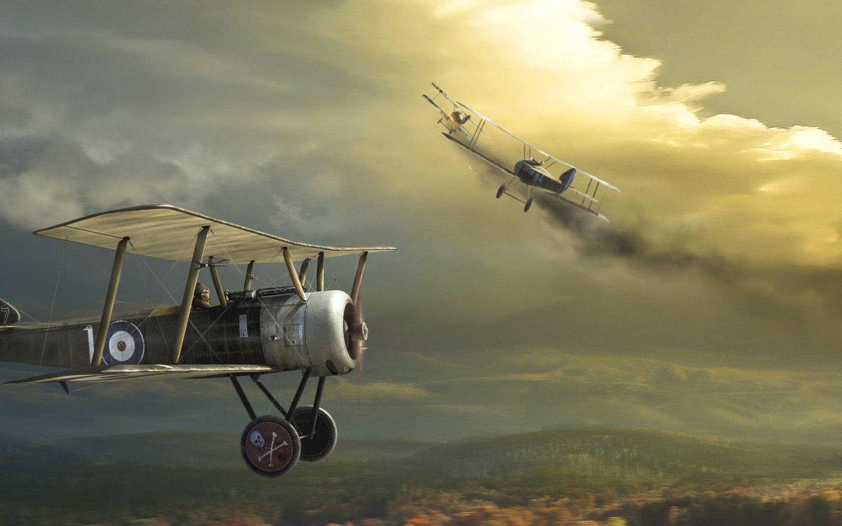 Download wallpaper plane, biplane, sky free desktop wallpaper