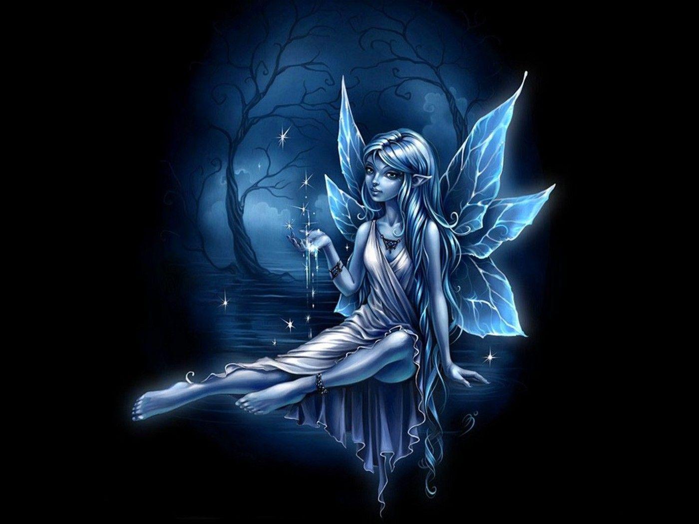 Download Blue Fairy Fantasy Angel Wallpaper 1400x1050. Full HD