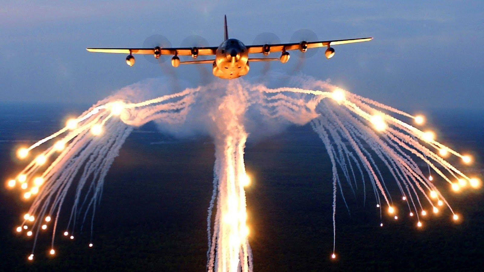 C 130 Hercules With Flares