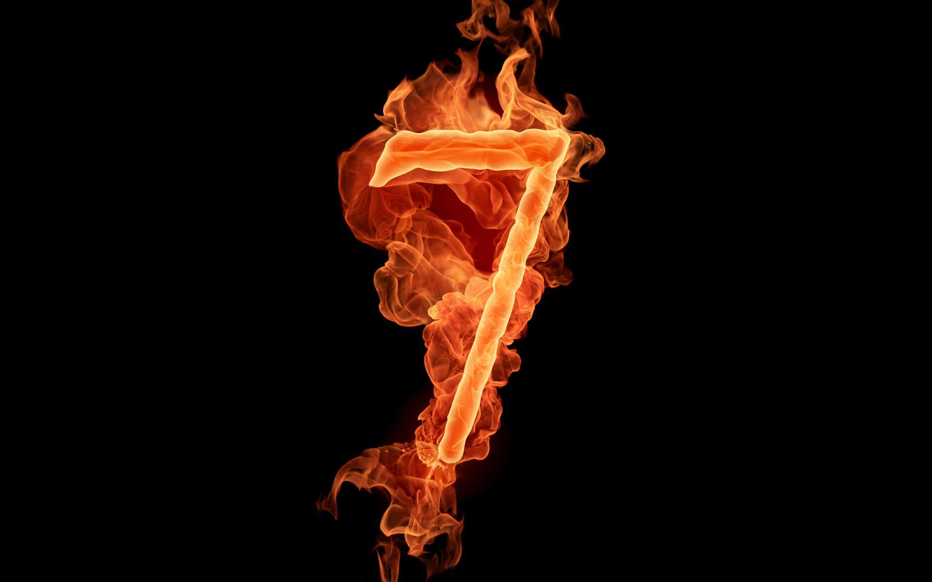 Flaming Fiery Number 7 Wallpaper