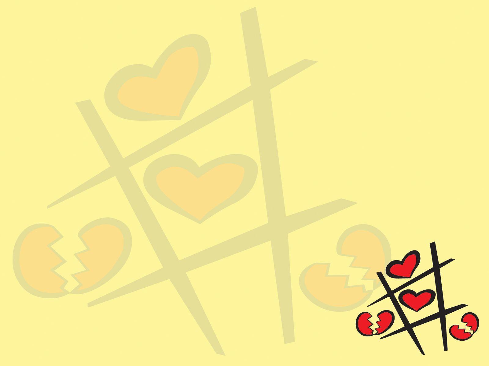 Heart Tic Tac Toe Powerpoint , Red, Yellow