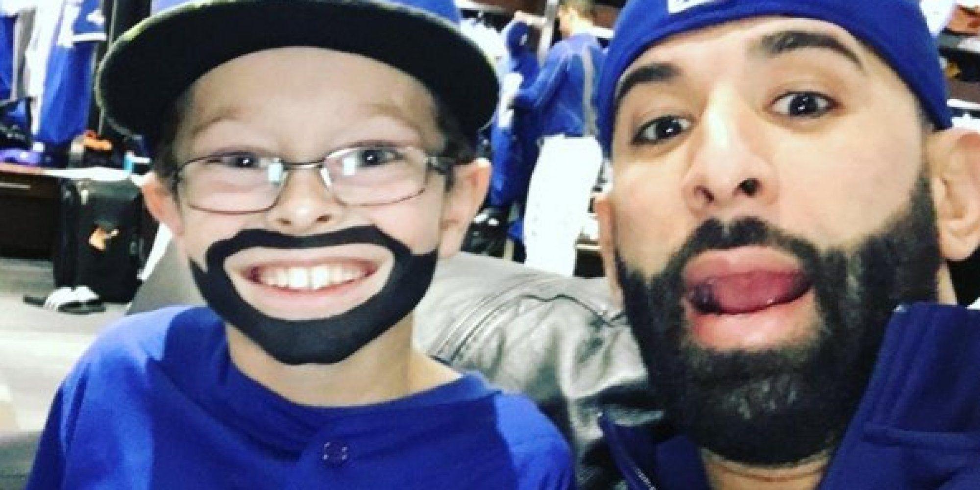 Jose Bautista Meets &;Mini Jose Bautista&; Before Game 4 Of The ALCS
