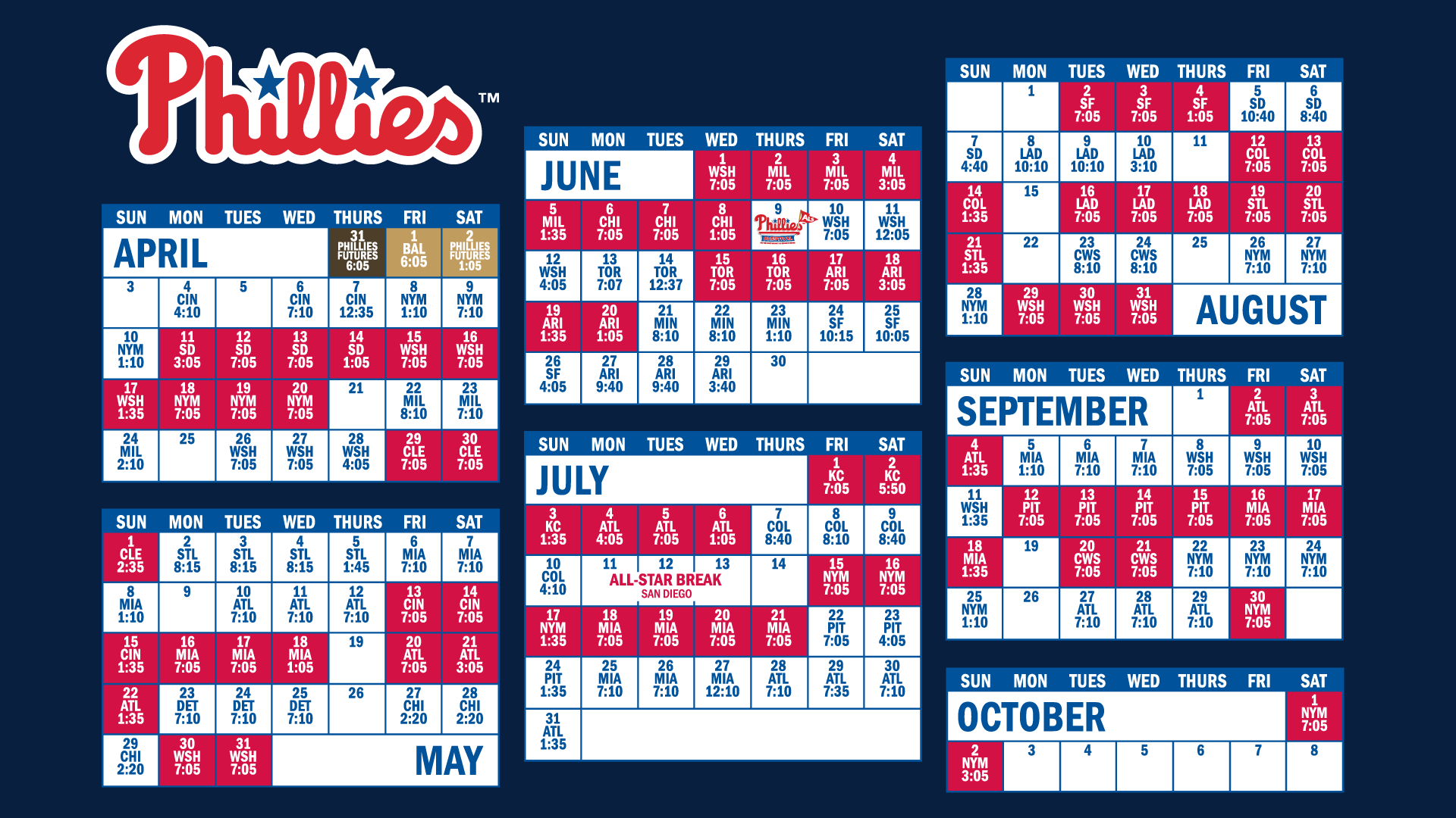 My husband requested a simple Phillies Schedule desktop wallpaper