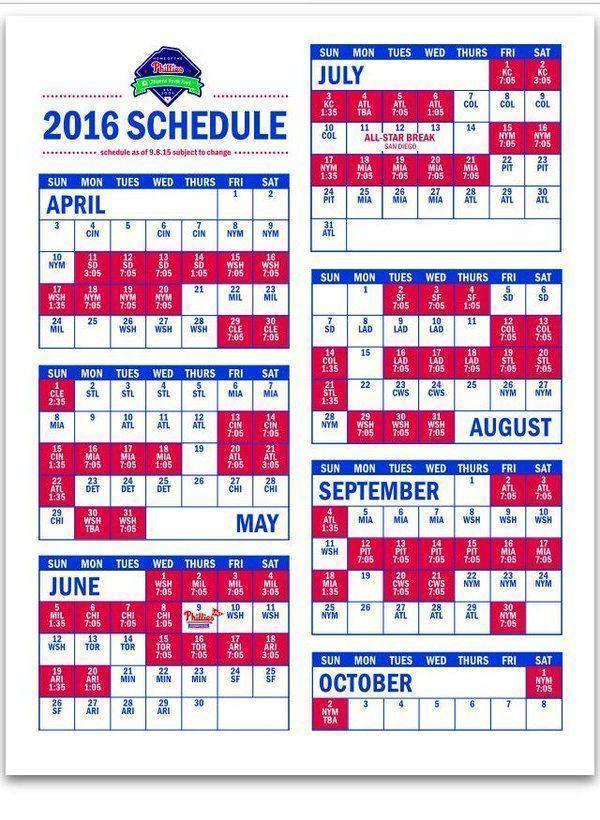 Full 2016 Phillies schedule confirmed