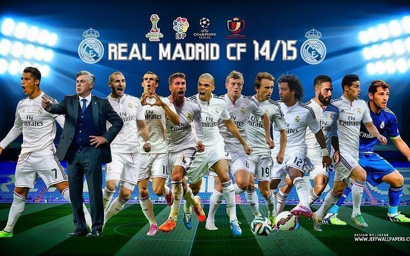 Download 2400x1350 Real Madrid CF 2014 2015 First 11 Team HD
