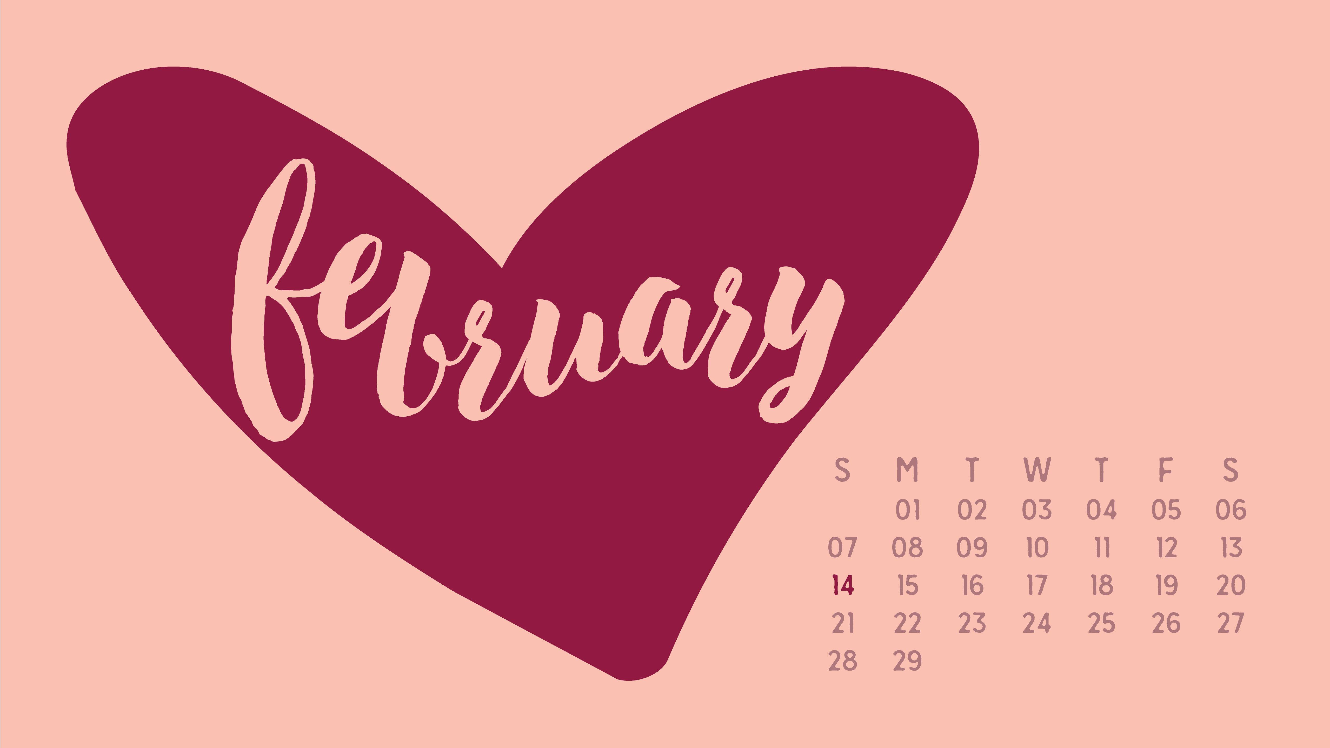February 2016 Desktop Calendar Wallpaper