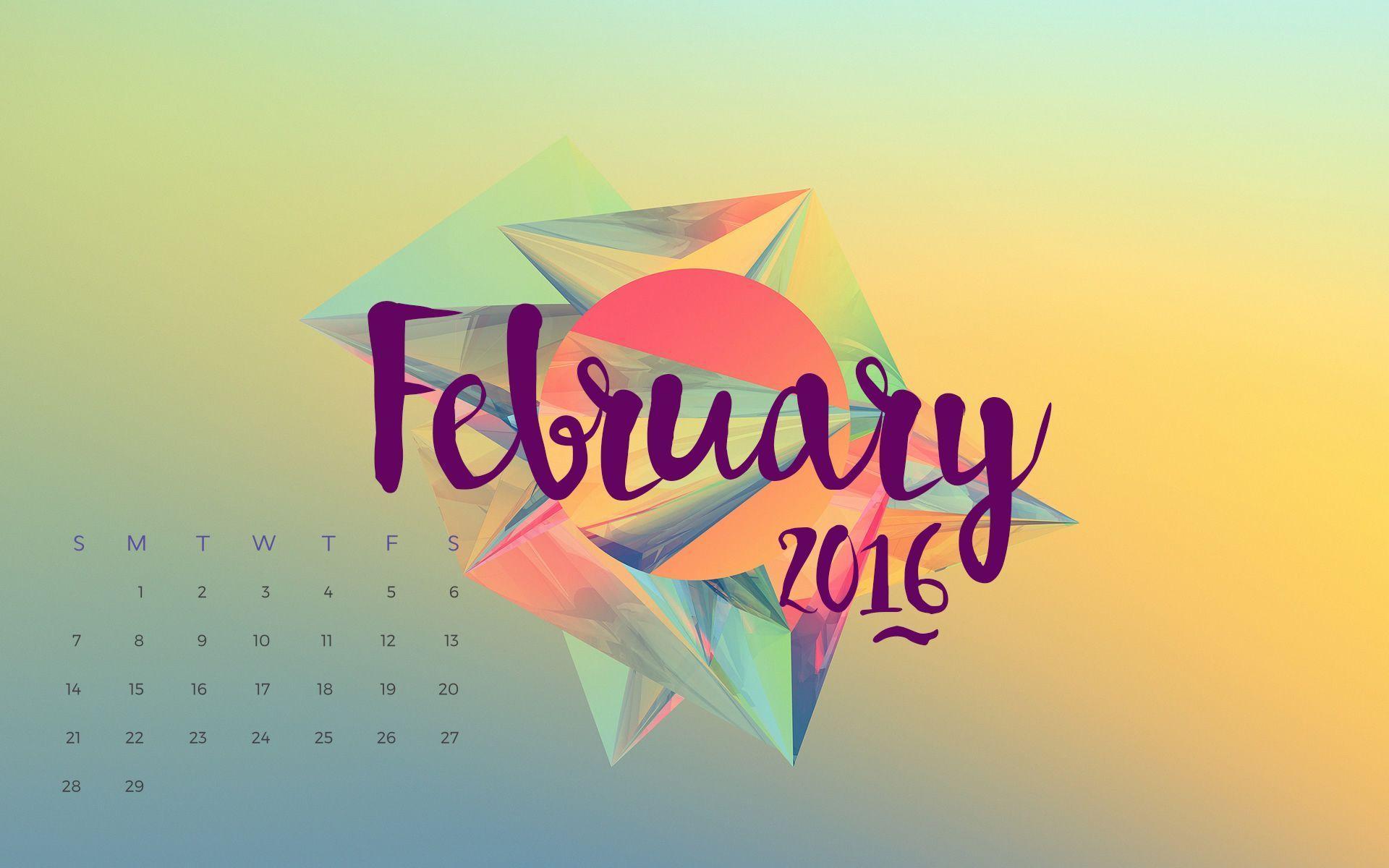 Festive February 2016 Desktop Calendar