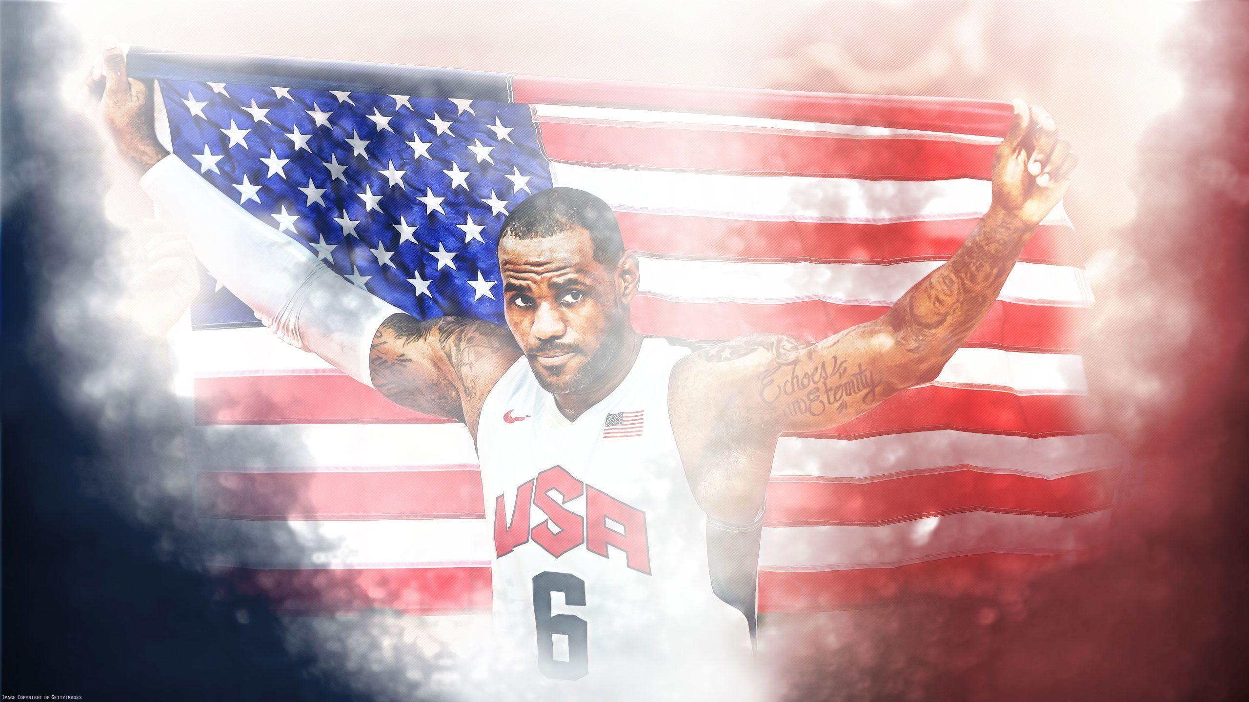 LeBron James London 2012 USA Flag 2560×1440 Wallpaper. Basketball