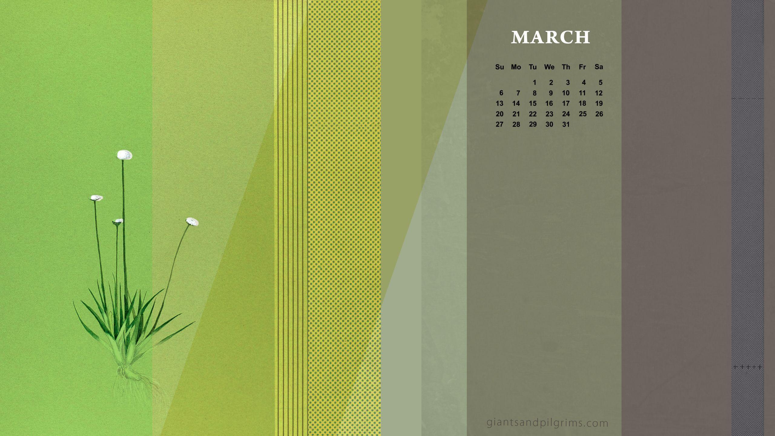 Giants & Pilgrims. March Free Calendar Desktop and iPhone Wallpaper