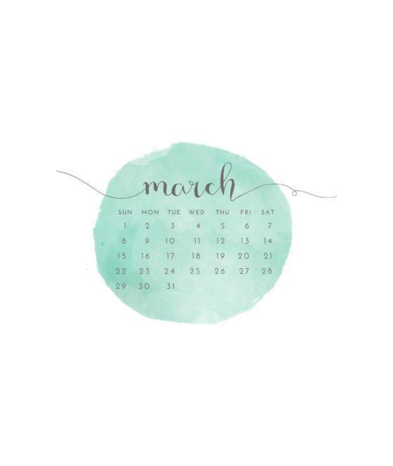 March 2015 Freebie: Watercolor Lock Screen Calendar Wallpaper