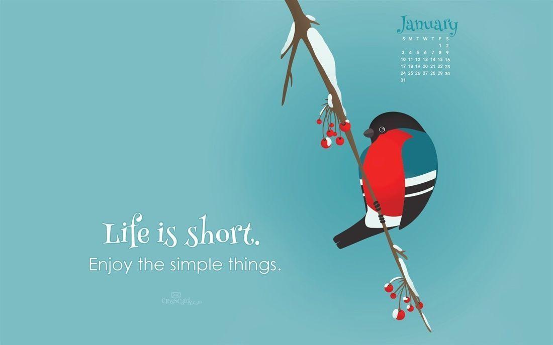 January 2016 is Short Desktop Calendar- Free January Wallpaper