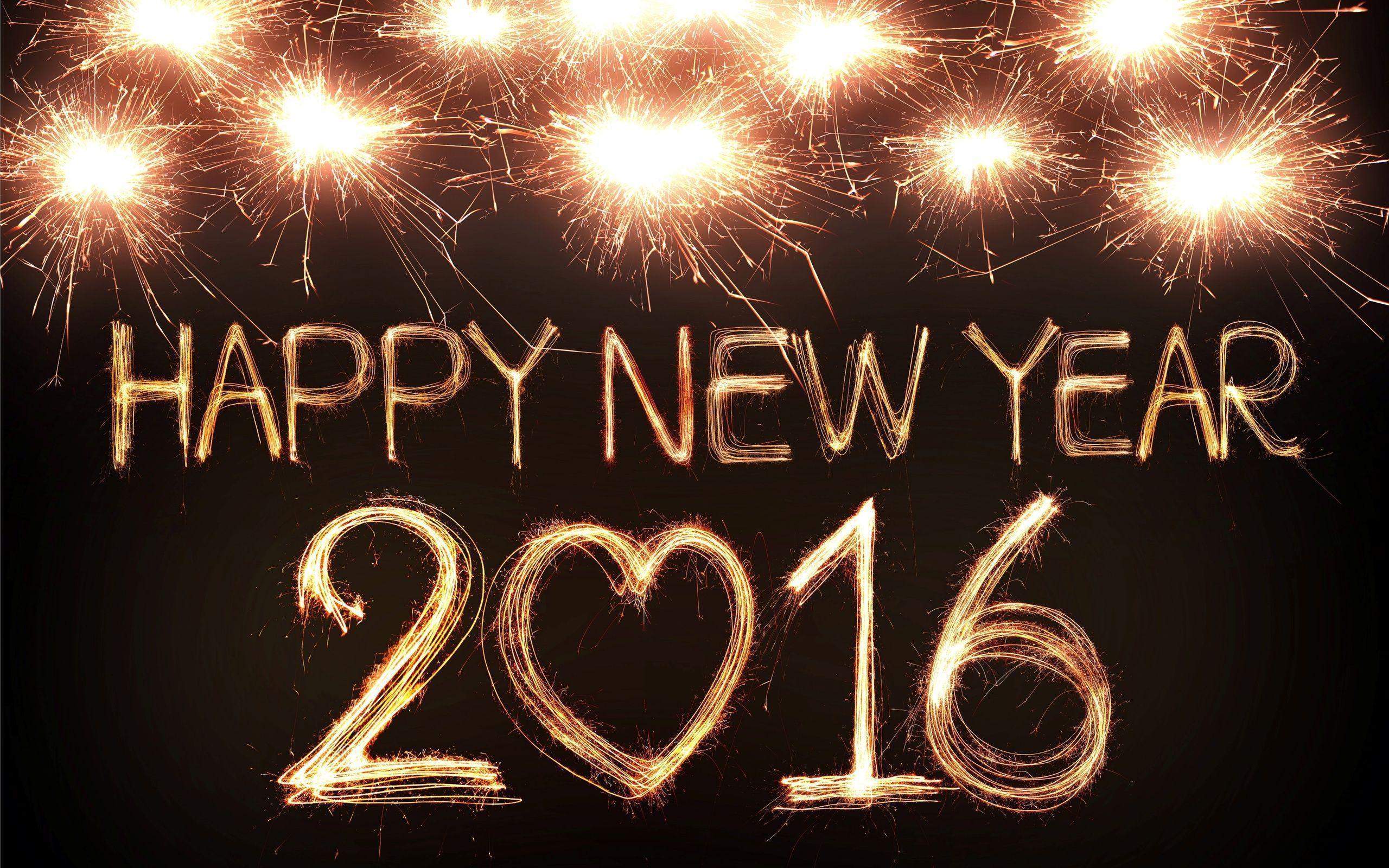 Happy New Year 2016 Light Painting Fireworks Desktop Wallpaper