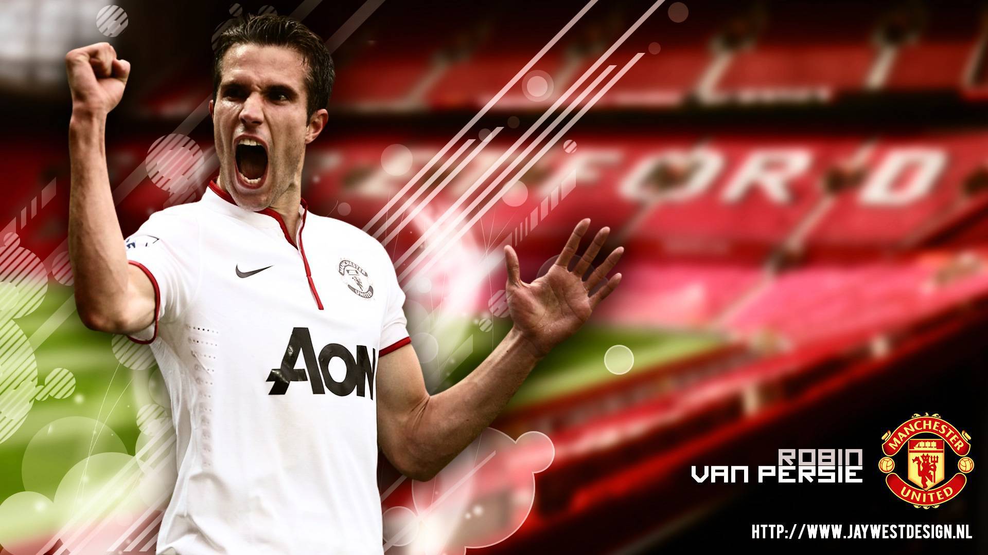 The player of Manchester United Robin van Persie scores wallpaper