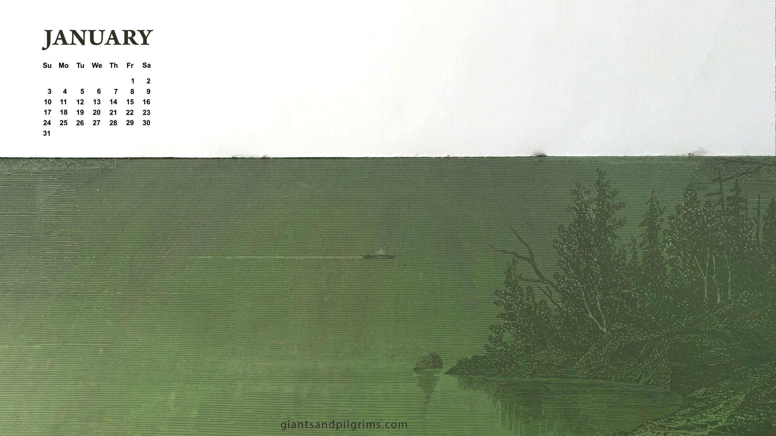 Giants & Pilgrims. January Free Calendar Desktop and iPhone Wallpaper