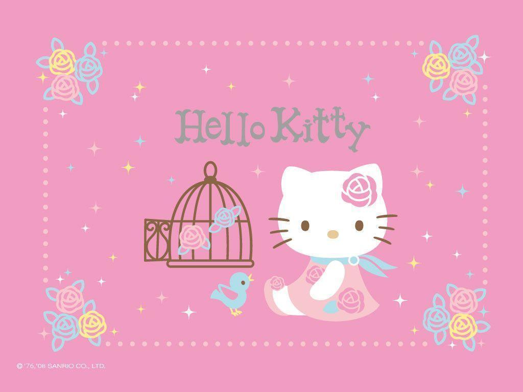 Hello Kitty Pink Roses Wallpaper