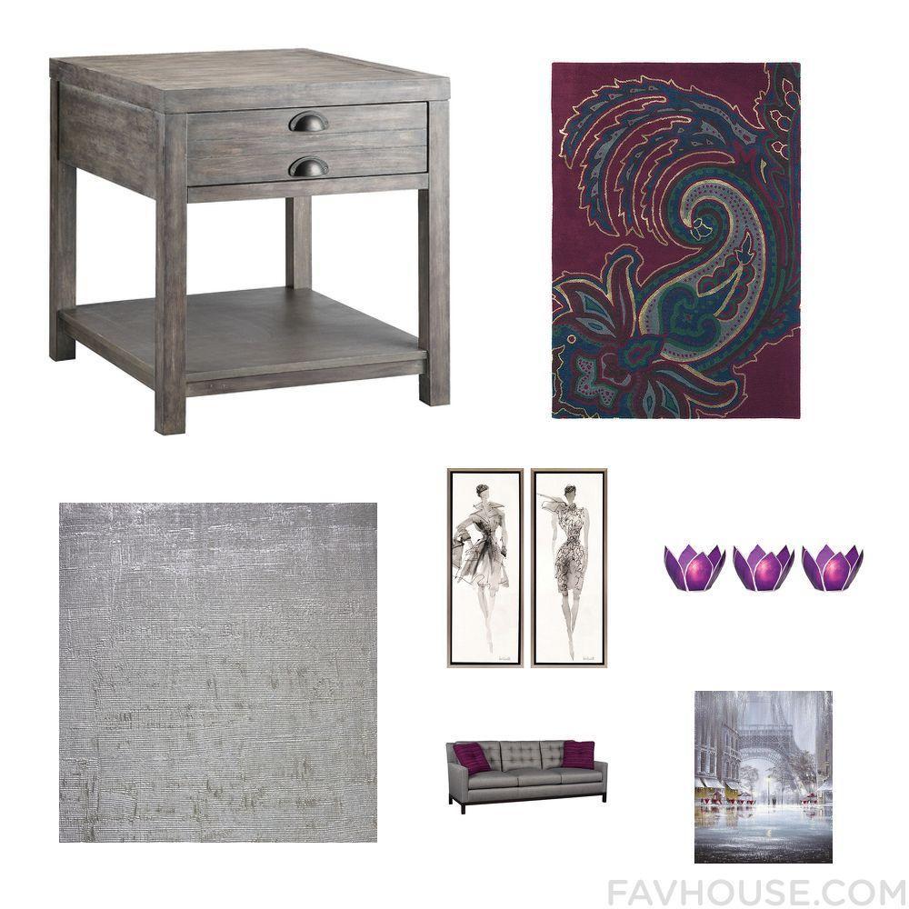 Home Decor Mix Including Stein World Accent Table, Burgundy Rug